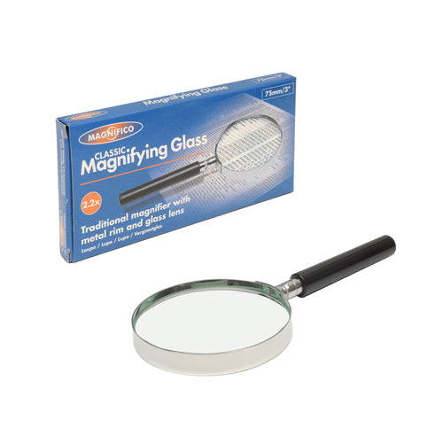 Magnifico Classic Magnifying Glass with 3"/75mm lens (2.2x)